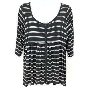 Womens Torrid Soft Knit Tunic Top Size 3X Black White Stripe